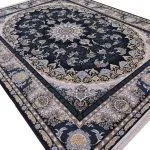 فرش طرح میراث 700 شانه تراکم 3000 سرمه ای کد 3710