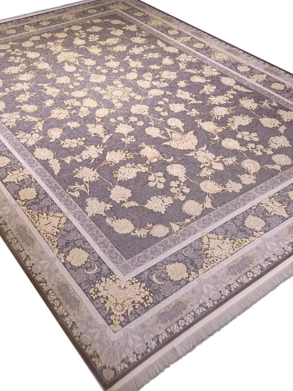 فرش افشان طرح اسپاد رنگ دودی گل برجسته 1200 شانه 3600 کد 98F2101060 - فرشخونه