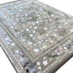 فرش افشان وینتیج طرح شاهکار نقره ای 1200 شانه گل برجسته کد 1227