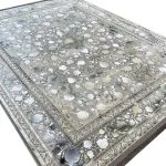 فرش افشان وینتیج طرح شاهکار نقره ای 1200 شانه گل برجسته کد 1227