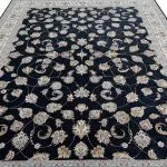 فرش افشان طرح مهریز سرمه ای حاشیه بژ غیر برجسته 1200 شانه کد 2201764 - فرشخونه