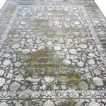 فرش افشان وینتیج طرح مارال 1200 شانه گل برجسته رنگ نقره ای گل سفید کد 2101835