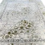 فرش افشان وینتیج طرح مارال 1200 شانه گل برجسته رنگ کرم گل سبز کد 2101835