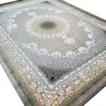 فرش وینتیج طلاکوب طرح برسام رنگ نقره ای 1200 شانه گل برجسته کد 8030 - فرشخونه