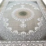 فرش وینتیج طلاکوب طرح برسام رنگ نقره ای 1200 شانه گل برجسته کد 8030 - فرشخونه