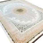 فرش وینتیج طلاکوب طرح برسام رنگ سفید 1200 شانه گل برجسته کد 8030 - فرشخونه
