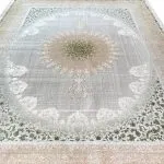 فرش وینتیج طلاکوب طرح برسام رنگ سفید 1200 شانه گل برجسته کد 8030 - فرشخونه