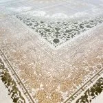 فرش وینتیج طلاکوب طرح برسام رنگ سفید 1200 شانه گل برجسته کد 8030 - فرشخونه