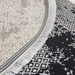 فرش گرد وینتیج طرح کف لوزی سرمه ای 400 شانه کد 440124 - فرشخونه