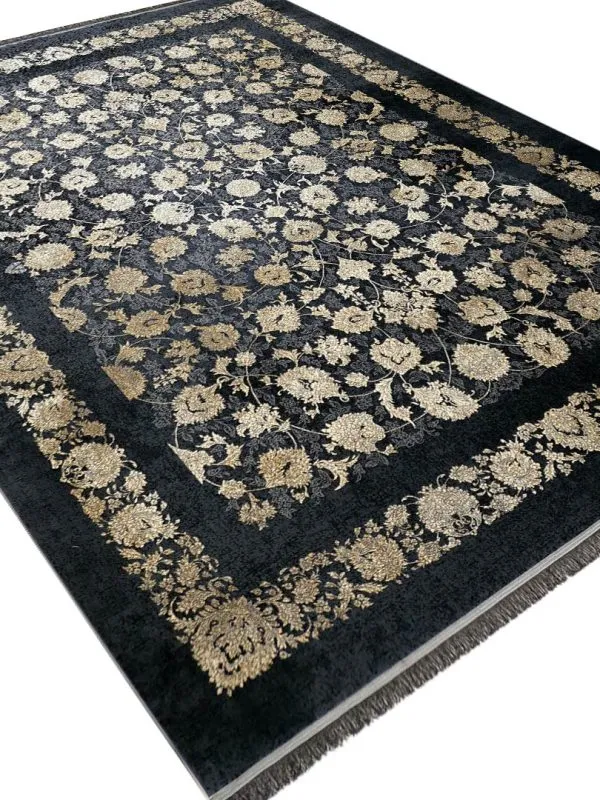 فرش وینتیج افشان طرح لیانا 700 شانه تراکم 2550 کد 27F720125 - رنگ دودی - فرشحونه