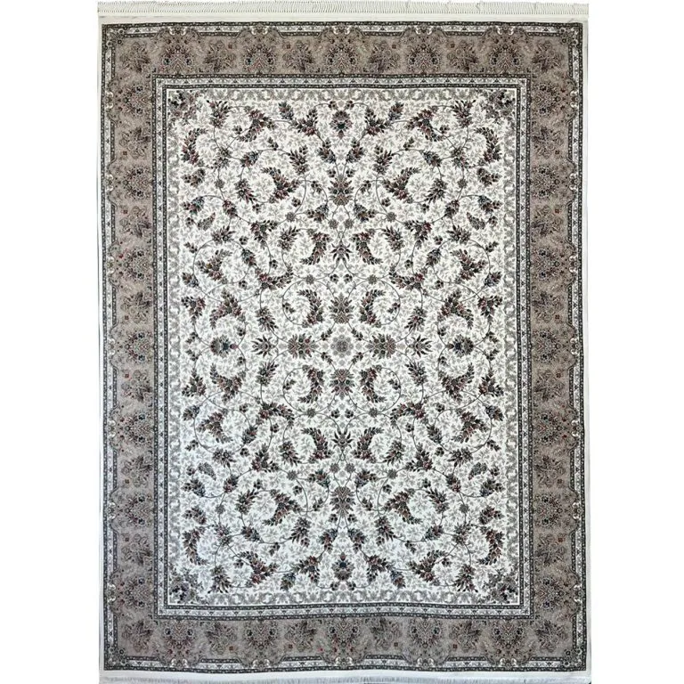 فرش افشان طرح روژان رنگ کرم 1200 شانه 10 رنگ غیر برجسته کد 2101360 - فرشخونه