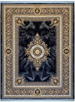 فرش طلاکوب طرح ژیوا سرمه ای 700 شانه 2550 کد 1158