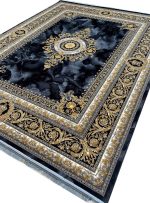 فرش طلاکوب طرح ژیوا سرمه ای 700 شانه 2550 کد 1158