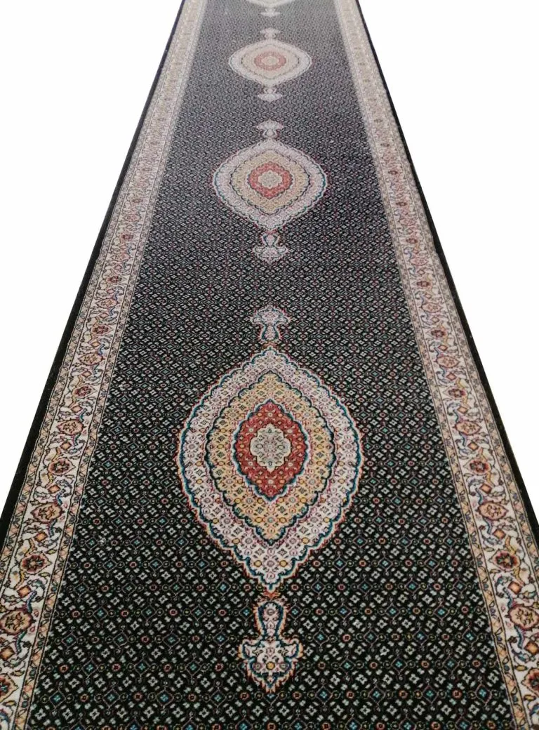 فرش کناره طرح ریز ماهی رنگ سرمه ای 500 شانه کد 50754 - فرشخونه