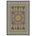 فرش پشم و ابریشم طرح ترنجی رنگ سرمه ای 1200 شانه 10 رنگ کد 64FA2203214 - فرشخونه