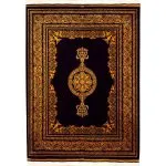 فرش ابریشم شاه عباسی طرح تاج رنگ مشکی 1500 شانه 12 رنگ کد 64FA3105518 - فرشخونه
