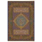 فرش ابریشم قم طرح ترنج لوزی رنگ آبی 1500 شانه 12 رنگ کد 64FA3105531 فرشخونه