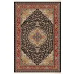 فرش ابریشم قم طرح آذرگون رنگ مشکی 1500 شانه 12 رنگ کد 64FA3105545 - فرشخونه