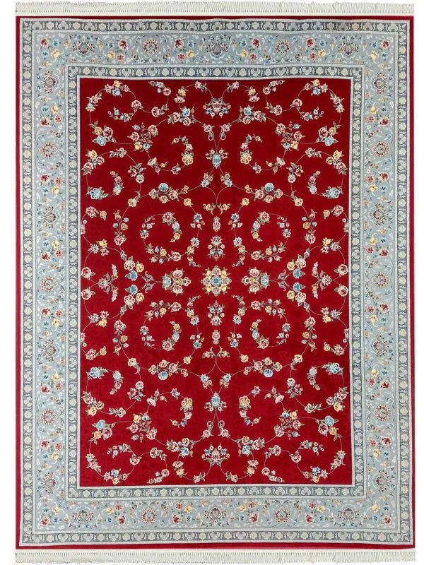 فرش افشان طرح زیبا گل رنگ لاکی 700 شانه تراکم 2550 (12 رنگ) کد 1102 - فرشخونه