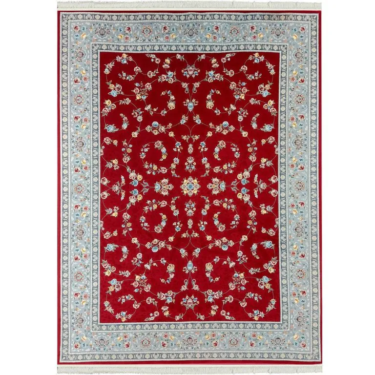 فرش افشان طرح زیبا گل رنگ لاکی 700 شانه تراکم 2550 (12 رنگ) کد 1102 - فرشخونه