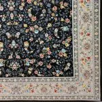 فرش افشان طرح زیبا گل رنگ سرمه ای 700 شانه تراکم 2550 (12 رنگ) کد 1102 - فرشخونه