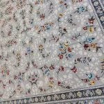 فرش افشان طرح زیبا گل رنگ نقره ای روشن 700 شانه تراکم 2550 (12 رنگ) کد 1102 - فرشخونه