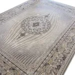 فرش هالیدی طرح خلیفه رنگ نقره ای 1200 شانه 9 رنگ گل برجسته کد 78F201151 - فرشخونه