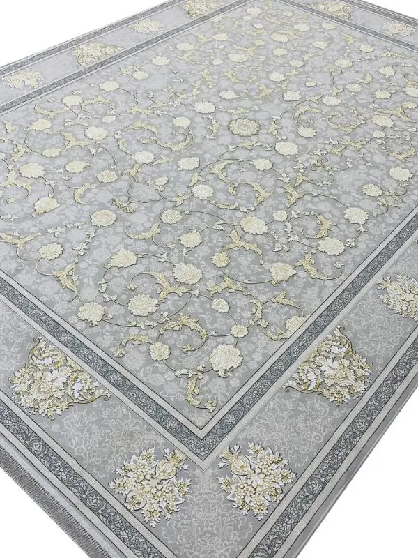 فرش افشان طرح زرگل 1200 شانه تراکم 3600 کد 95F2105303 - رنگ ترمه ای - فرشخونه