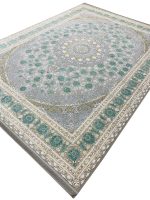 فرش طرح سلنا ترمه ای 1200 شانه با گل سبز تراکم 3600 کد 2105304 - فرشخونه