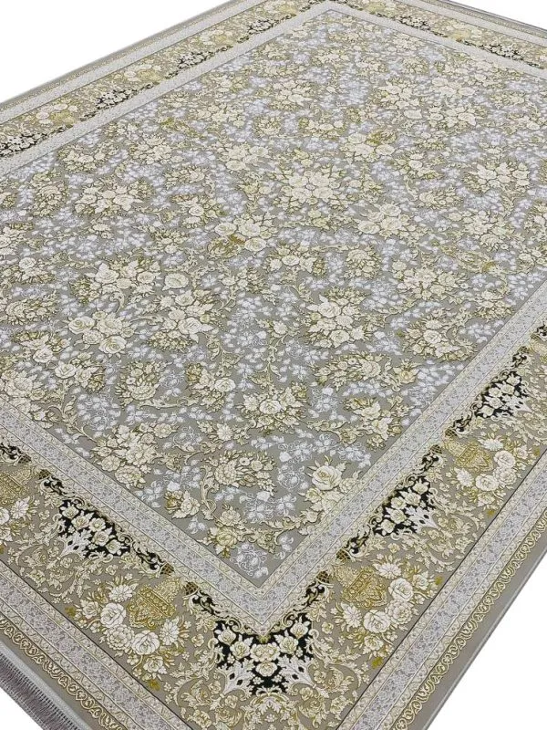 فرش افشان طرح طلا رنگ ترمه ای 1200 شانه تراکم 3600 برجسته کد 2105309 - فرشخونه