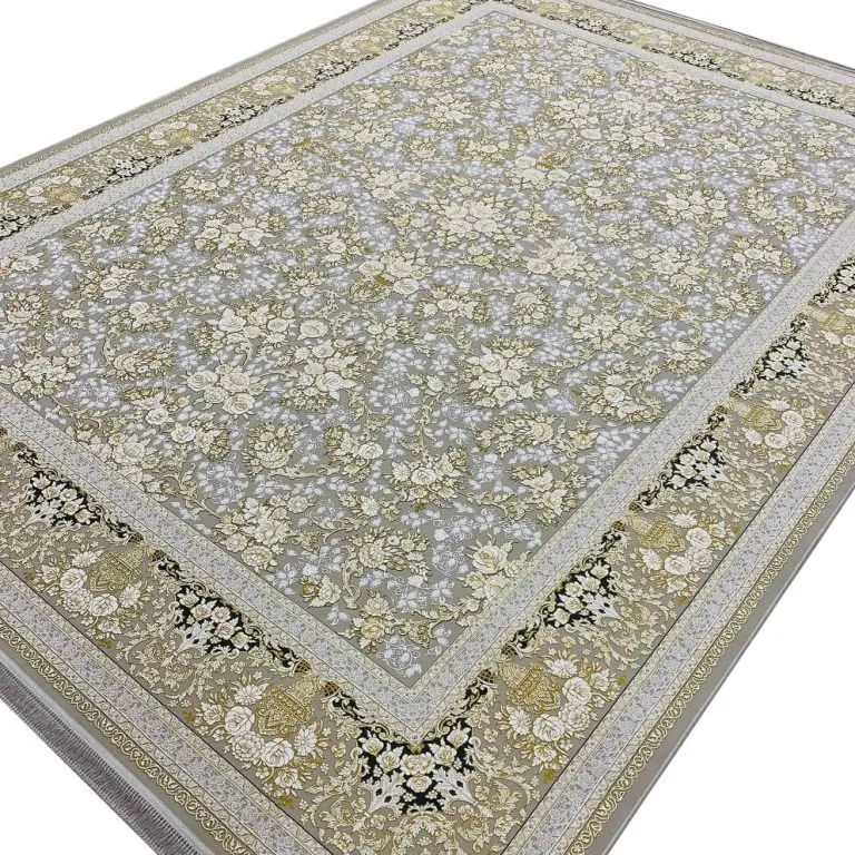 فرش افشان طرح طلا رنگ ترمه ای 1200 شانه تراکم 3600 برجسته کد 2105309 - فرشخونه