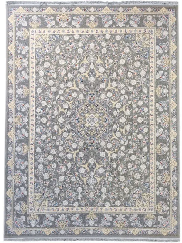 فرش طرح شایگان رنگ نقره ای گل برجسته 1200 شانه تراکم 3600 کد 96F2102780