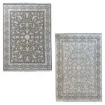 فرش افشان طرح دلوین رنگ نقره ای و متالیک گل برجسته 1200 شانه کد 96F2103060 - فرشخونه