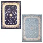 فرش افشان طرح شاهدخت آبی فیروزه ای و کاربنی 1200 شانه غیر برجسته کد 97F2104101 - فرشخونه