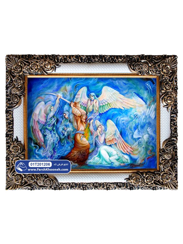 تابلو فرش ضربت خوردن حضرت علی از نقاشی عبدی نژاد کد 201206 - فرشخونه