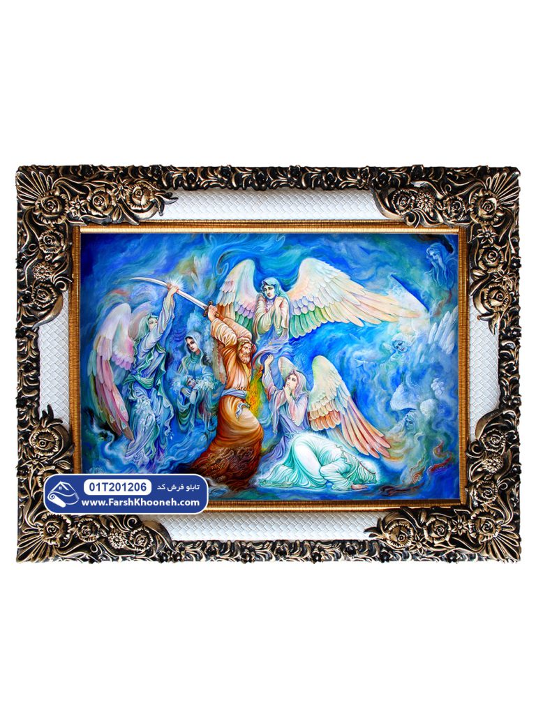 تابلو فرش ضربت خوردن حضرت علی از نقاشی عبدی نژاد کد 201206 - فرشخونه