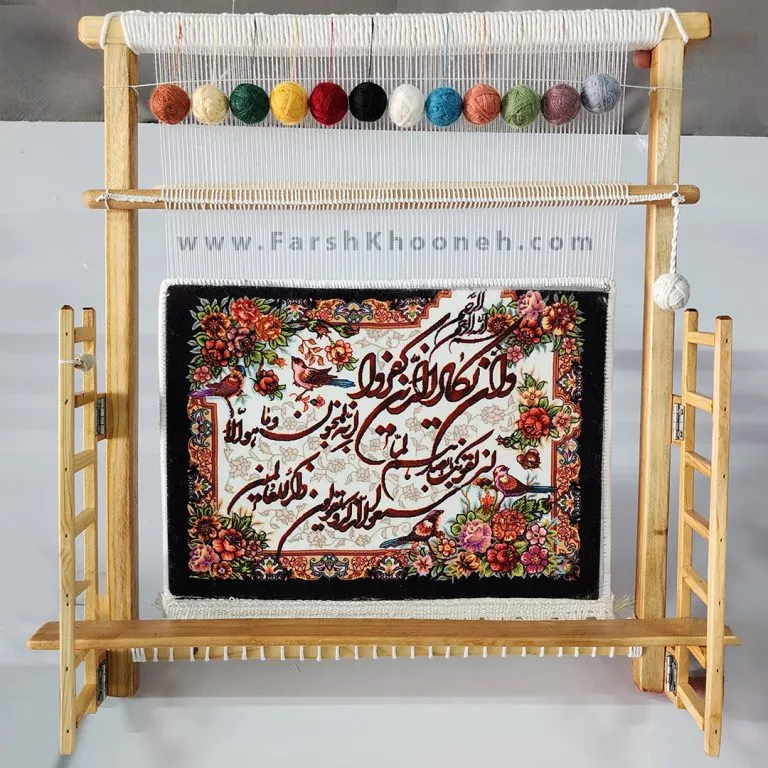 دار تابلو فرش دکوری وان یکاد طرح گل و پرنده کد 201000 - فرشخونه