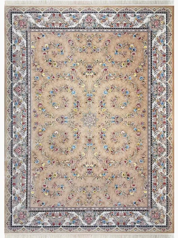 فرش طرح عسل بژ 1200 شانه ساده کد 20248