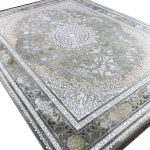 فرش وینتیج طرح نایین 1200 شانه گل برجسته کد 1839 رنگ نقره ای