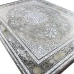 فرش وینتیج طرح نایین 1200 شانه گل برجسته کد 1839 رنگ نقره ای