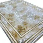 فرش افشان طلاکوب طرح شهرزاد 1200 شانه گل برجسته کد 1214 رنگ نقره ای گل طلایی