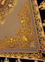 فرش ورساچه کف ساده با لچک طلاکوب ترمه ای 1200 شانه 3600 کد 2102511 - فرشخونه