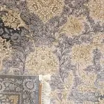 فرش افشان وینتیج طلاکوب طرح پرويز رنگ دودی گل طلایی 1200 شانه کد 2102401 - فرشخونه