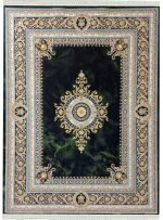 فرش طلاکوب فرانسوی طرح ژیوا 700 شانه 2550 کد 1158 سبز سرمه ای