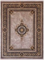 فرش طلاکوب فرانسوی طرح ژیوا 700 شانه 2550 کد 1158 ترمه ای
