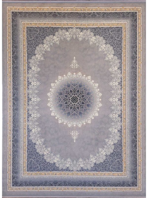 فرش طرح مهر 700 شانه تراکم 2550 کد 710600 رنگ نقره ای