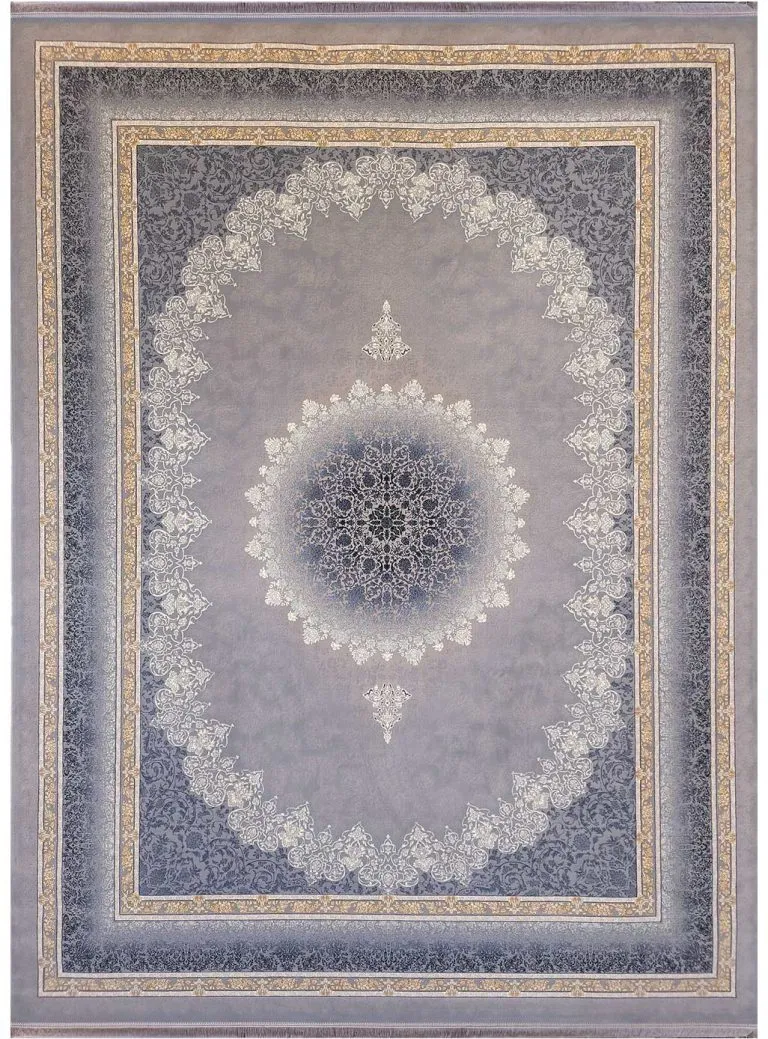 فرش طرح مهر 700 شانه تراکم 2550 کد 710600 رنگ نقره ای