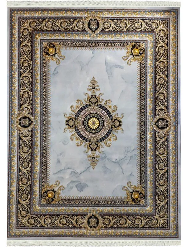 فرش فرانسوی طرح ژیوا رنگ نقره ای 700 شانه (12 رنگ) کد 301094 - فرشخونه