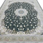فرش نادیا رنگ دودی 1200 شانه تراکم 3600 گل طلایی کد 2105311 - فرشخونه