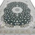 فرش نادیا رنگ دودی 1200 شانه تراکم 3600 گل طلایی کد 2105311 - فرشخونه